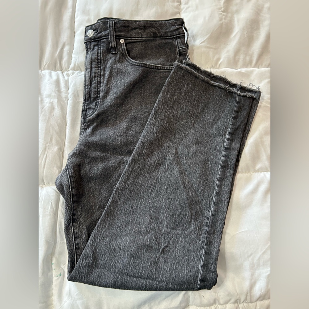 Madewell Curvy Perfect Vintage Gray Black Straight Leg Jeans 31 Tall 99% Cotton